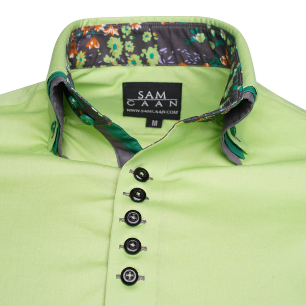 Shop Men's Green Triple Collar Slim Fit Shirt at Best Price – Sam Caan