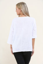 Women White Italian Cotton Top with Necklace