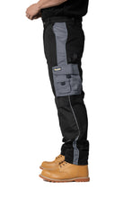 Sam Caan Men Cargo Pockets Work Trousers Black Grey STY6