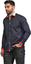 Men Navy Triple Collar Slim Fit Shirt