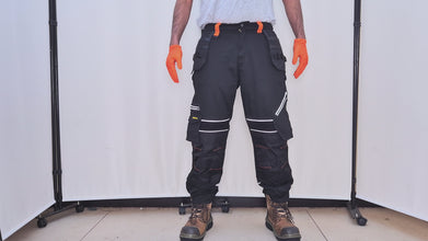 Sam Caan Men Work Trouser Cargo Holster Pockets Regular Fit Black STY5