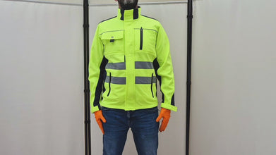 Men Hi Visibility Waterproof Neon Yellow Work Jacket with Reflective Tapes