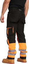Sam Caan Men's Softshell Work Trousers with Multi Pockets Black Orange