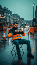 Men's High Visibility Softshell Safety Jacket Black Orange
