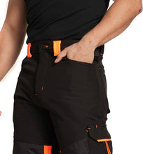 Sam Caan Men's Softshell Work Trousers with Multi Pockets Black Orange