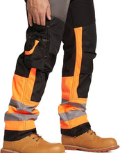 Sam Caan Men's Softshell Work Trousers with Multi Pockets Black Orange
