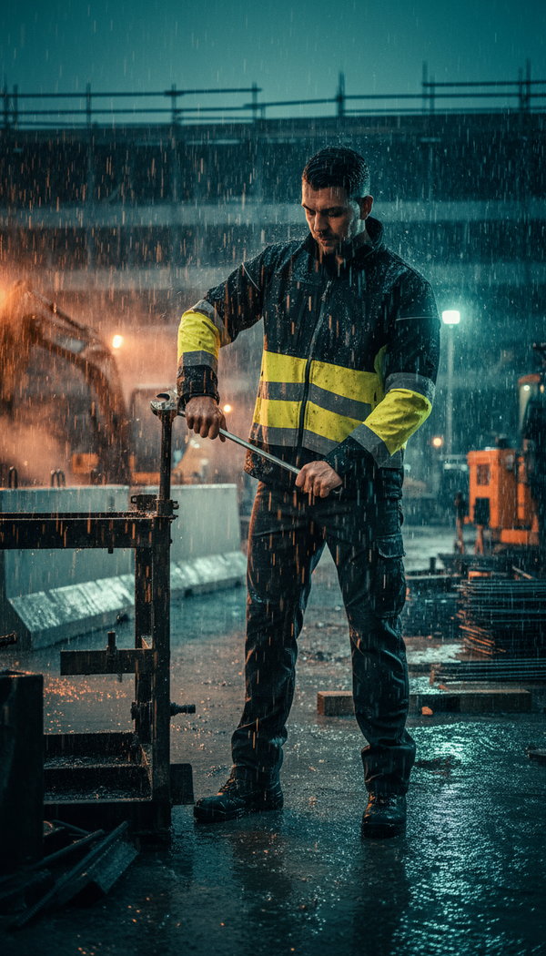 Men's High Visibility Softshell Safety Jacket Black Yellow