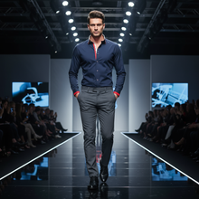 Men Navy Triple Collar Slim Fit Shirt