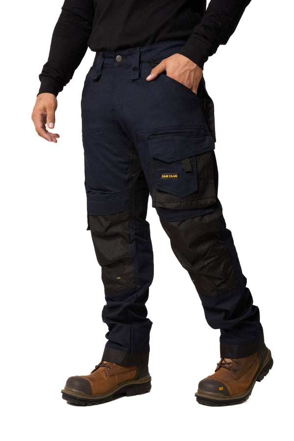 Sam Caan Heavy Duty Multi Pockets Men Work Trouser Navy STY9