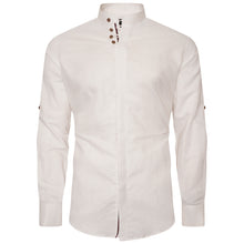 Men White Slim Fit Linen Shirt SC307