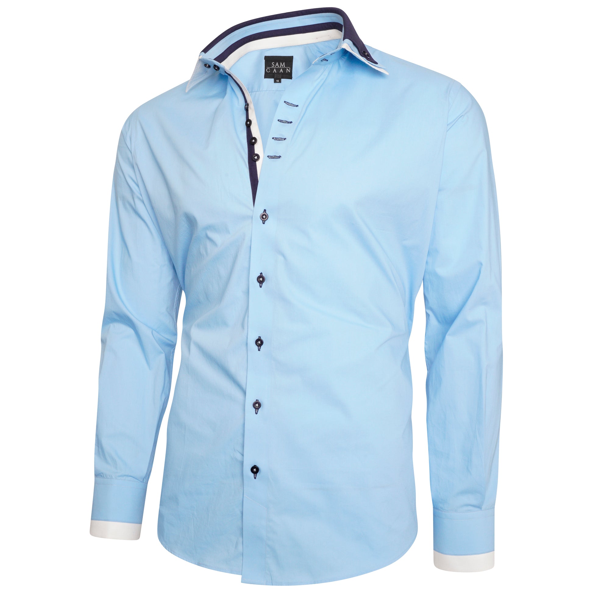 Men Blue Triple Collar Shirt