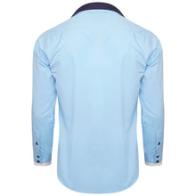 Men Blue Triple Collar Slim Fit Shirt