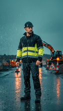 Men's High Visibility Softshell Safety Jacket Black Yellow