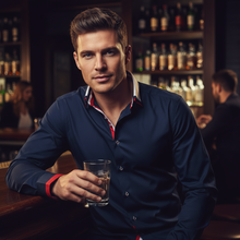 Men Navy Triple Collar Slim Fit Shirt