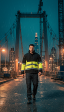 Men's High Visibility Softshell Safety Jacket Black Yellow