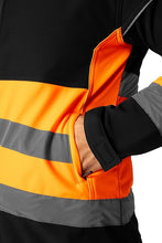 Men's High Visibility Softshell Safety Jacket Black Orange