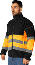 Men's High Visibility Softshell Safety Jacket Black Orange
