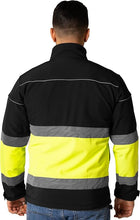 Men's High Visibility Softshell Safety Jacket Black Yellow