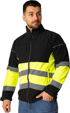 Men's High Visibility Softshell Safety Jacket Black Yellow