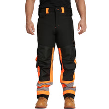 Sam Caan Men's Softshell Work Trousers with Multi Pockets Black Orange
