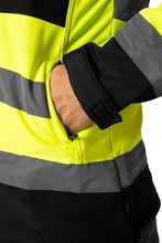 Men's High Visibility Softshell Safety Jacket Black Yellow