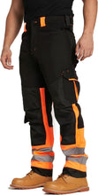 Sam Caan Men's Softshell Work Trousers with Multi Pockets Black Orange