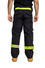 Men Softshell Hi Vis Waterproof Work Trouser Black Yellow