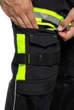 Men Softshell Hi Vis Waterproof Work Trouser Black Yellow