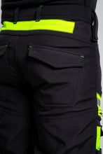 Men Softshell Hi Vis Waterproof Work Trouser Black Yellow