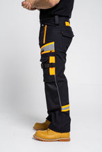 Men Softshell Hi Vis Waterproof Work Trouser Black Orange