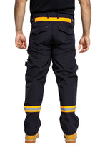 Men Softshell Hi Vis Waterproof Work Trouser Black Orange