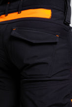 Men Softshell Hi Vis Waterproof Work Trouser Black Orange