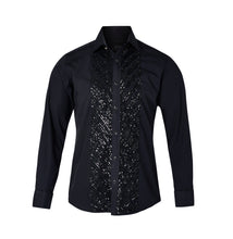 Sam Caan Black Sequin Men Wedding & Party Shirt Regular Fit SC329