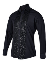Sam Caan Black Sequin Men Wedding & Party Shirt Regular Fit SC329