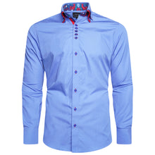 Men Blue Triple Collar Slim Fit Shirt