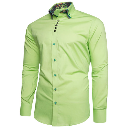 Men Green Triple Collar Slim Fit Shirt