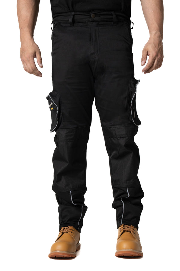 Sam Caan Men Work Trousers Combat Cargo Pockets Black STY7