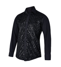 Sam Caan Black Sequin Wedding & Party Shirt for Men Regular Fit SC328