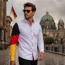 Sam Caan Men's Regular Fit White Shirt with Germany Flag Sleeve Design SC333