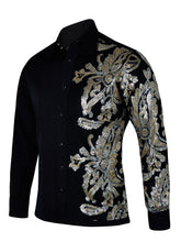Sam Caan Black Sequin Wedding & Party Shirt for Men SC327