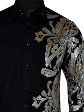 Sam Caan Black Sequin Wedding & Party Shirt for Men SC327
