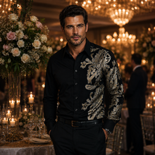 Sam Caan Black Sequin Wedding & Party Shirt for Men SC327