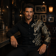 Sam Caan Black Sequin Wedding & Party Shirt for Men Slim Fit SC327