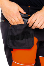 Men Hi Vis Waterproof Work Trouser with Holster Pockets Black Orange