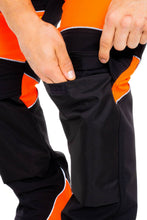 Men Hi Vis Waterproof Work Trouser with Holster Pockets Black Orange