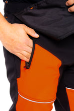 Men Hi Vis Waterproof Work Trouser with Holster Pockets Black Orange