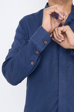 Men Navy Slim Fit Linen Shirt SC308