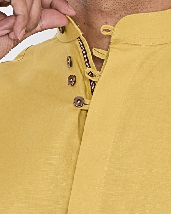 Men Mustard Slim Fit Linen Shirt SC309