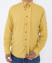 Men Mustard Slim Fit Linen Shirt SC309