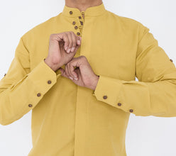 Men Mustard Slim Fit Linen Shirt SC309